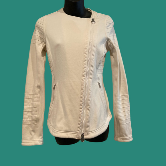 Athleta Jackets & Blazers - Athleta~Soft~Ivory~Form-Fitting~Asymmetrical Zip Closure~Light Jacket~Size XSP